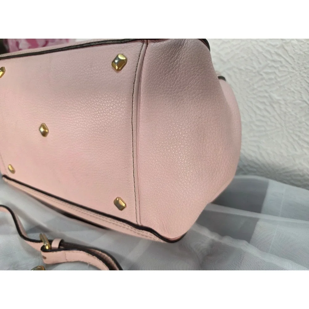 MCM Pink Pebbled Leather Boston Satchel Bag w/ Crossbody Strap‎